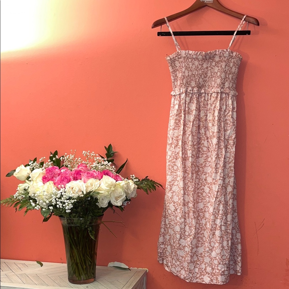 J. Crew Blush Floral Smocked Dress